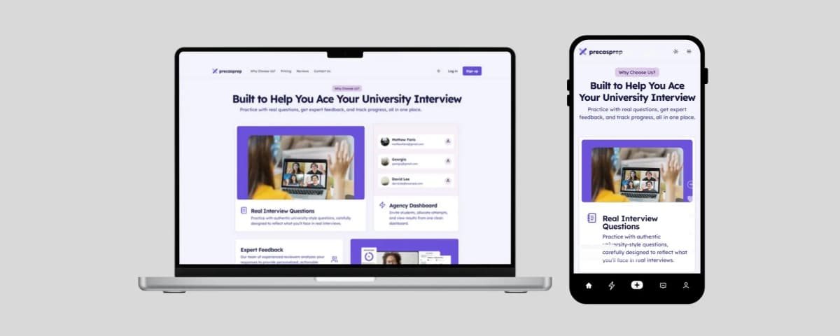 Web platform for university interview practice with expert feedback and progress tracking.